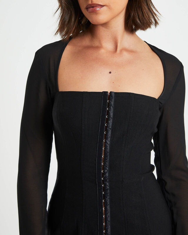 Orson Hook Front Panelled Dress Black, hi-res image number null