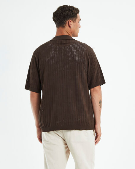Bowler Knit Short Sleeve Shirt Brown
