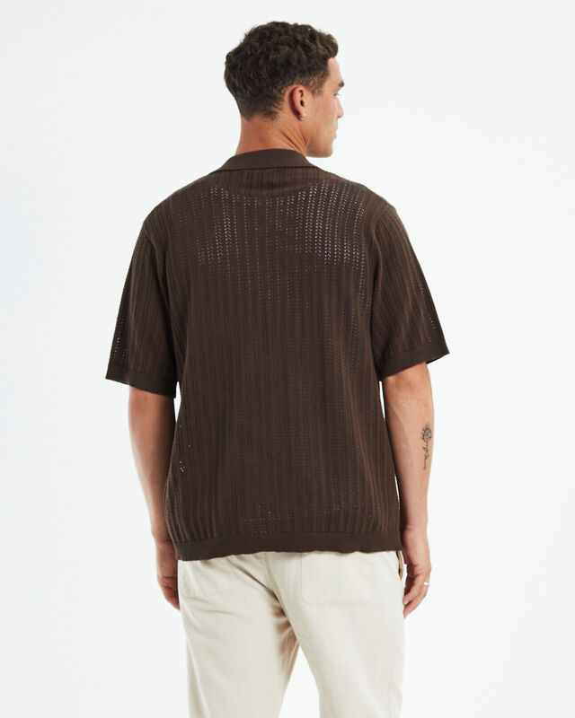 Bowler Knit Short Sleeve Shirt Brown, hi-res image number null