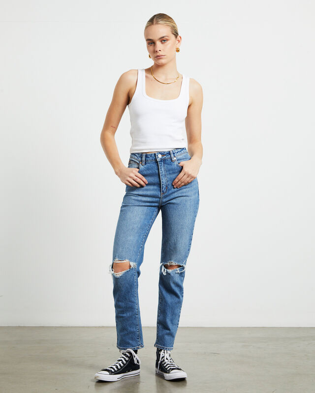 94 High Slim Jeans Erin Rip Recycled in Denim Blue, hi-res image number null