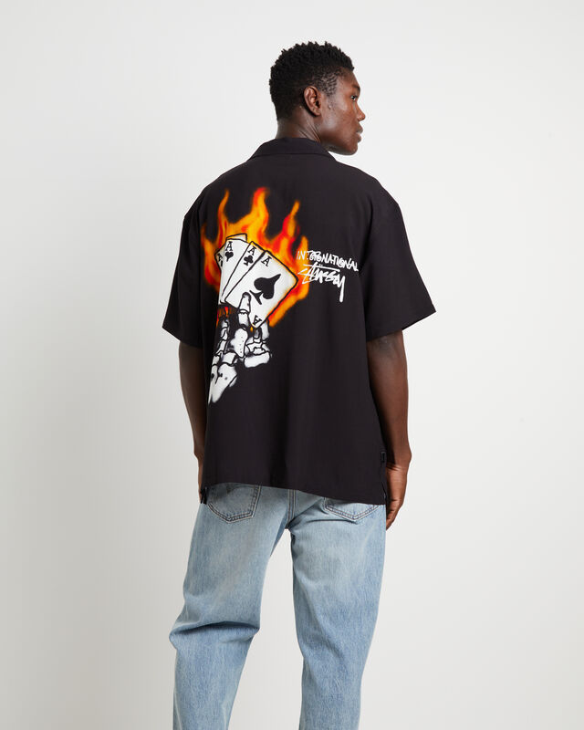 Flame Short Sleeve Shirt in Black, hi-res image number null