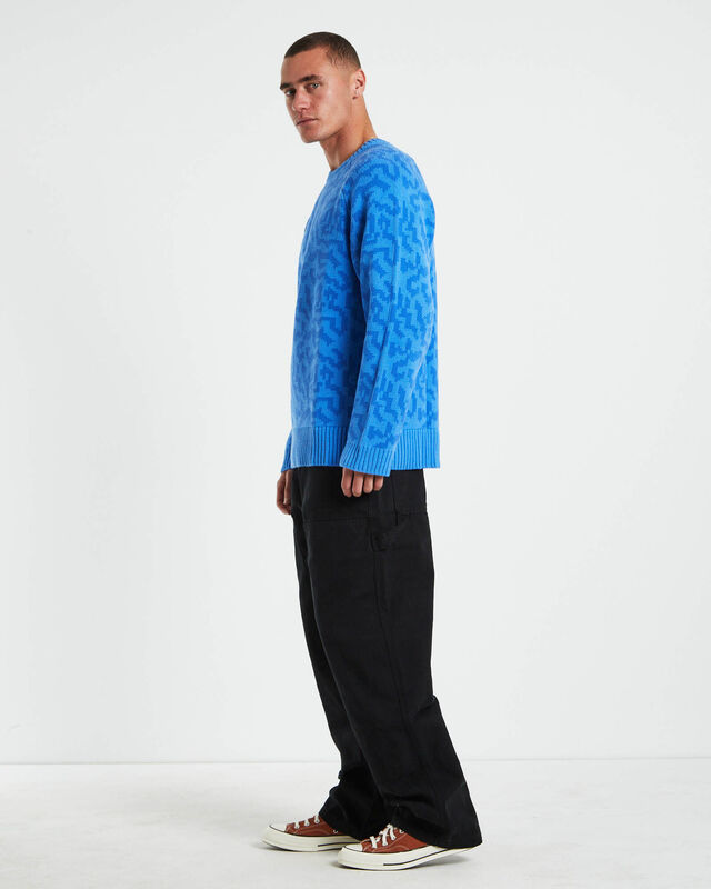 Icebergs Recycled Knit Crewneck Sweater in Arctic Blue, hi-res image number null