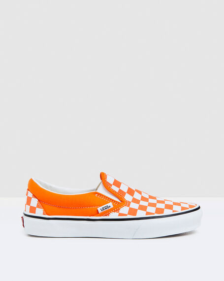 Classic Slip-On Sneakers Checkerboard Orange Tiger/True White