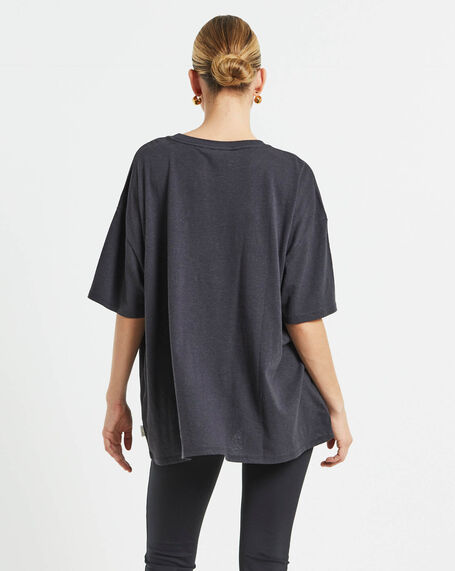 State Linen Oversized Short Sleeve T-Shirt in Charcoal