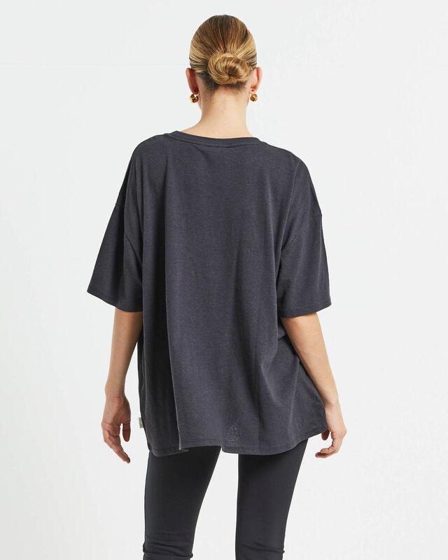 State Linen Oversized Short Sleeve T-Shirt in Charcoal, hi-res image number null