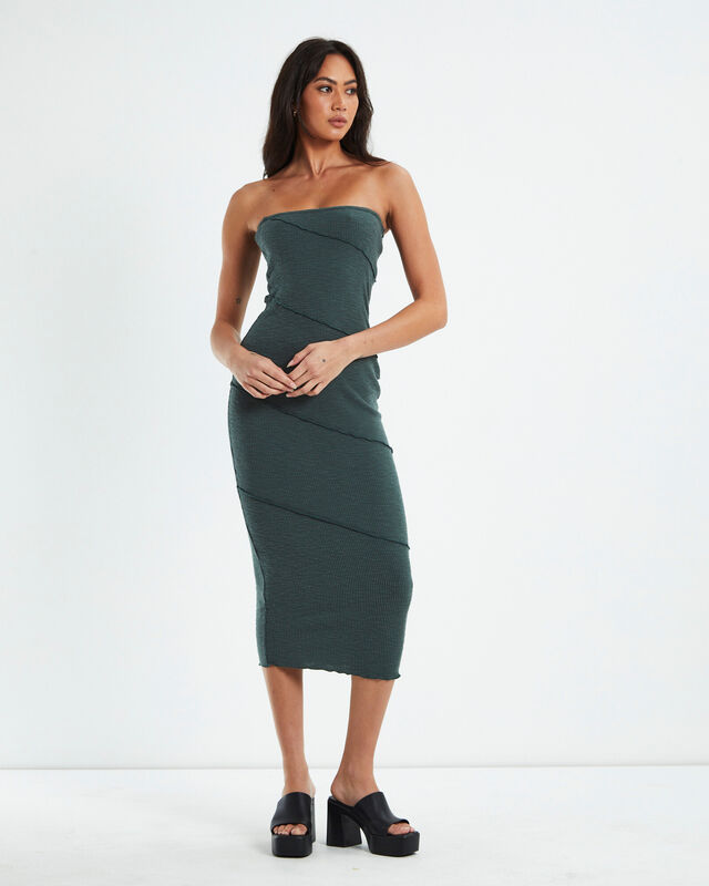 Robyn Exposed Seam Strapless Midi Dress Slate Grey, hi-res image number null