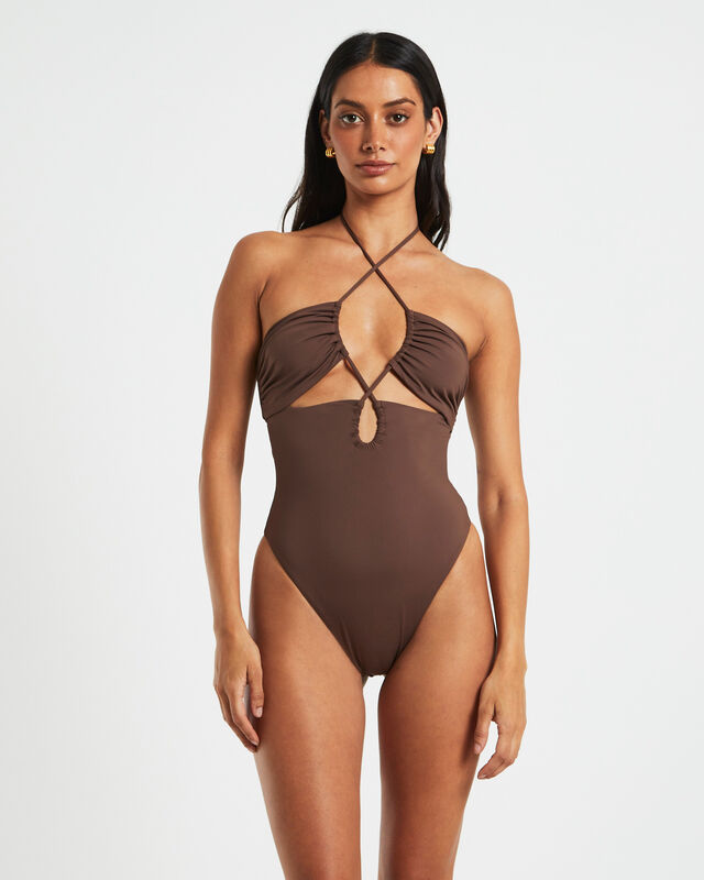 Bandeau One Piece in Coffee Brown, hi-res image number null