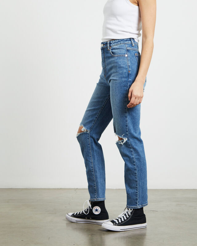 94 High Slim Jeans Erin Rip Recycled in Denim Blue, hi-res image number null