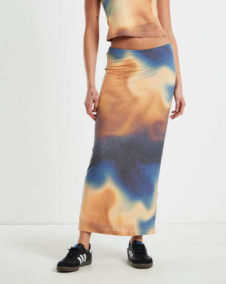 Della Printed Knit Midi Skirt in Assorted