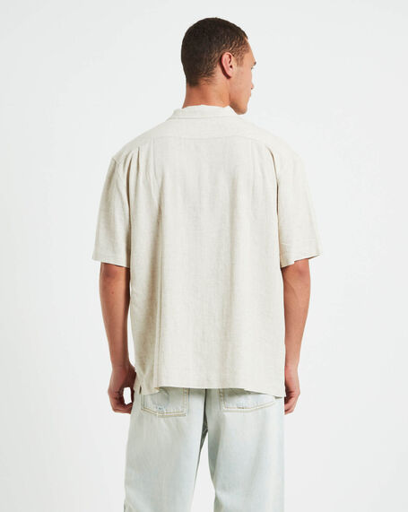 Harrison Linen Short Sleeve Resort Shirt in Natural