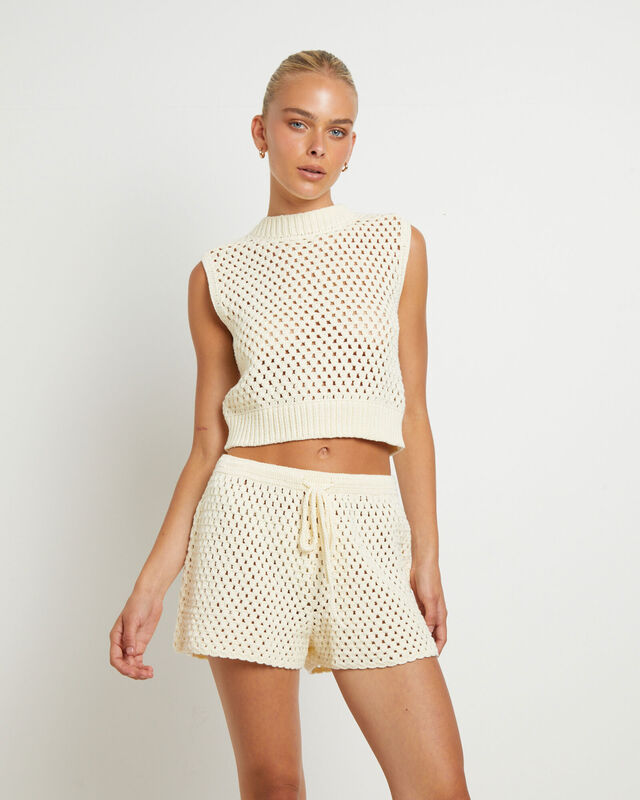 Isla Crochet Vest in Cream, hi-res image number null