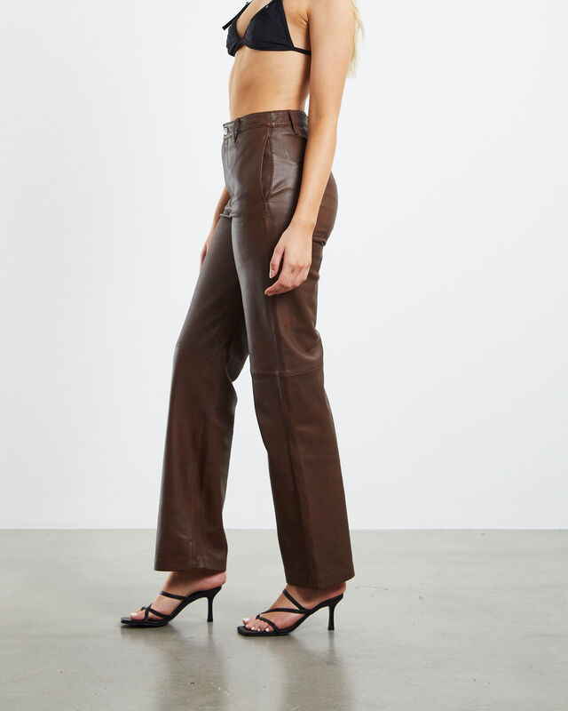 Crossin Leather Trousers Chocolate Brown, hi-res image number null
