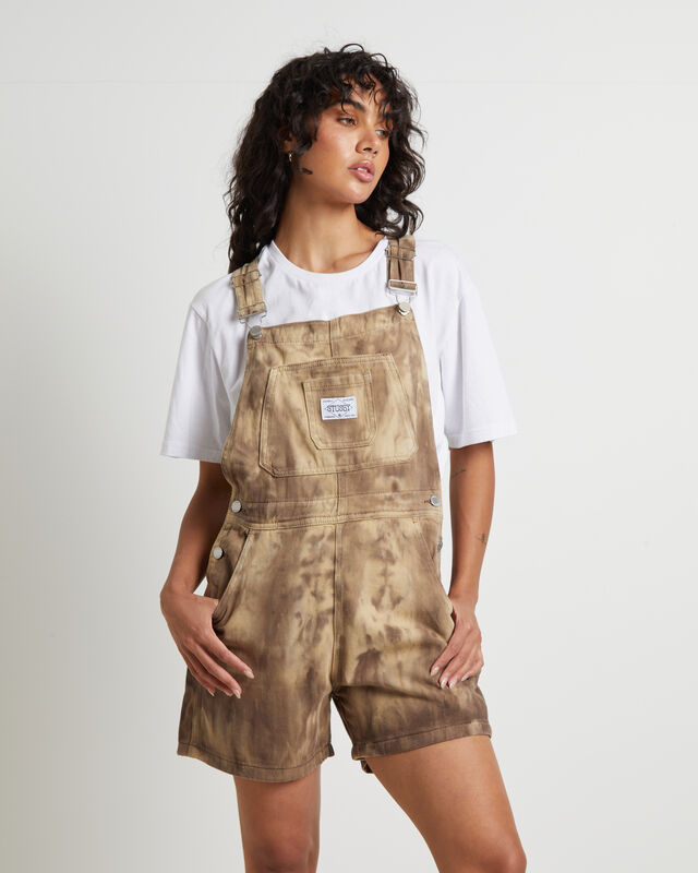 Nevada Denim Short Overalls in Coffee Brown, hi-res image number null