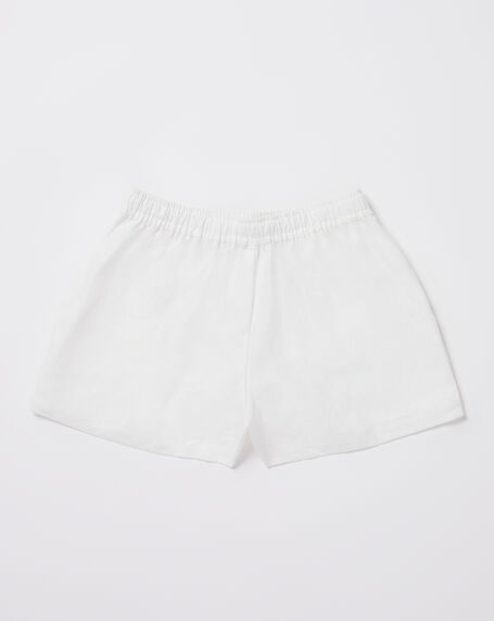 Teen Girls Tide Linen Shorts in White