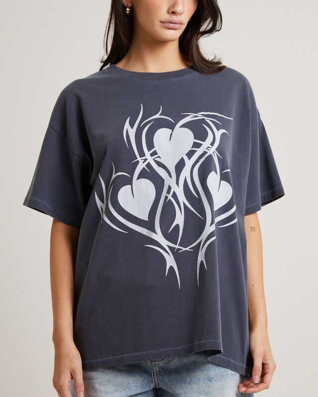 Goth Heart Oversized Tee in Vintage Charcoal, hi-res image number null
