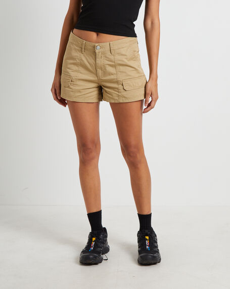 Y2K Low Relaxed Shorts in Light Stone