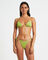Rib Skinny Strap Triangle Bikini Top in Citrus Green