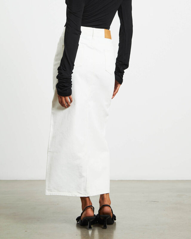 Nila Midi Denim Skirt in White, hi-res image number null