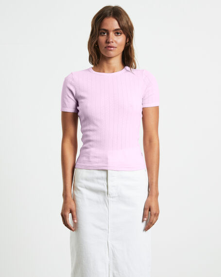 Pointelle T-Shirt in Pink Icing