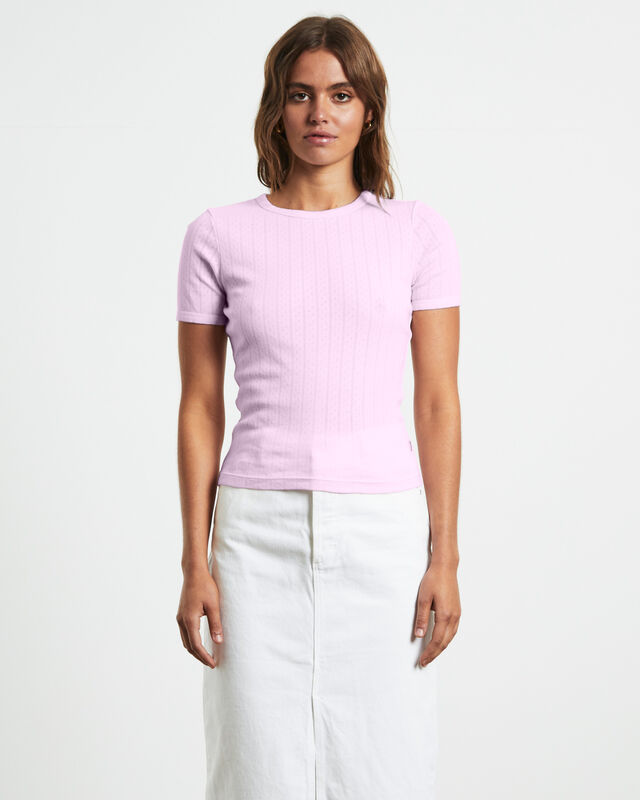 Pointelle T-Shirt in Pink Icing, hi-res image number null