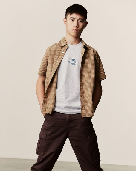 Teen Boys Skate Short Sleeve Shirt in Brown