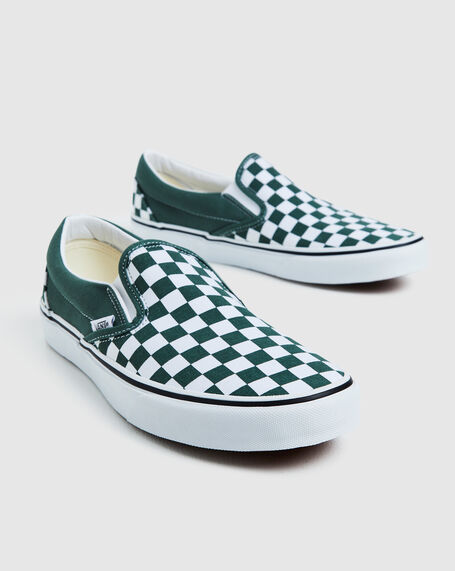 Classic Slip-On Sneakers Checkerboard Duck Green/White