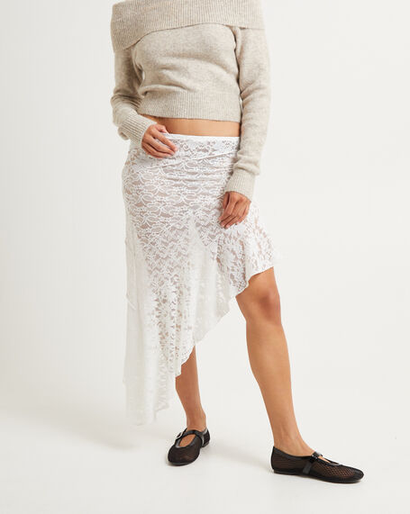 Tammy Lace Handkerchief Hem Midi Skirt