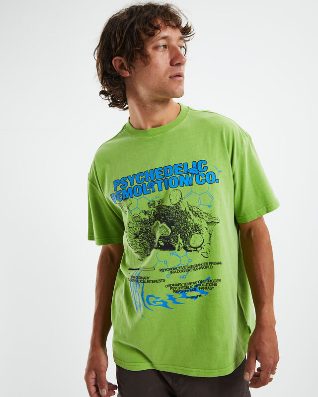 Psych Rev Short Sleeve T-Shirt Lime Green, hi-res image number null