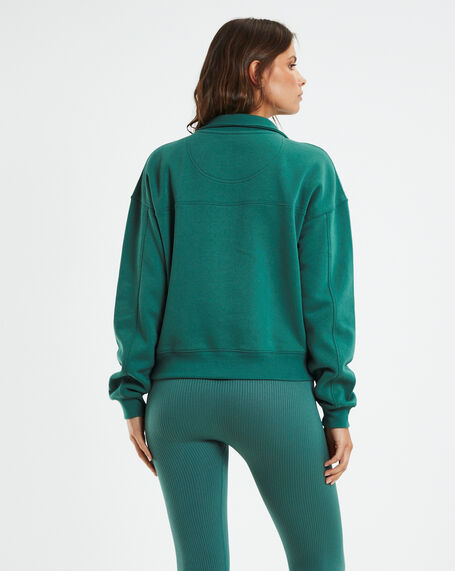 State Panelled Zip Front Fleece Forest Green