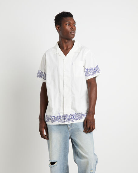 Precious Cosmos Short Sleeve Shirt in Washed White
