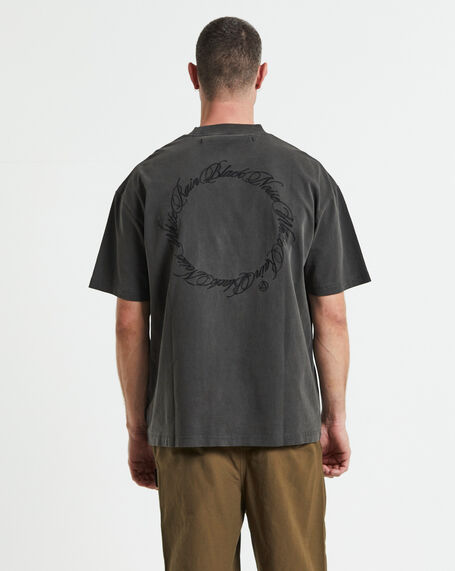 Embroidering Short Sleeve T-Shirt Pewter Grey
