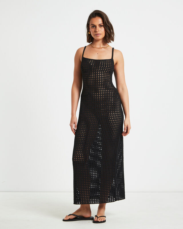 Calypso Crochet Midi Dress in Black, hi-res image number null