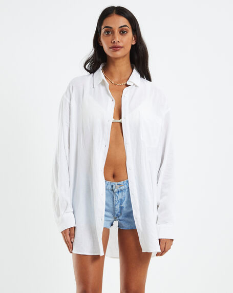 Avah Oversized Linen Shirt White