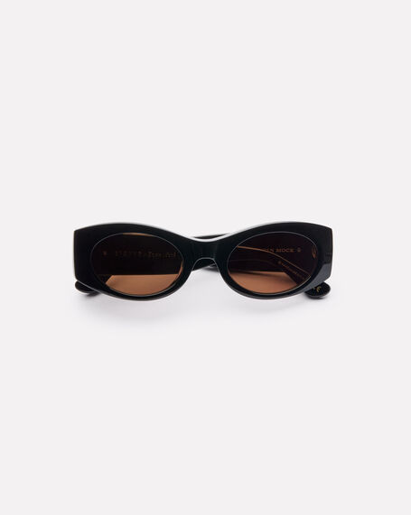 Evan Mock X Suede Sunglasses in Black Polished/Bronze Amber