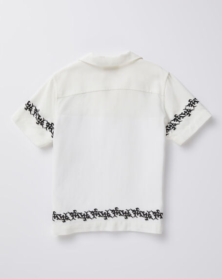 Boys Draco Short Sleeve Resort Shirt in White