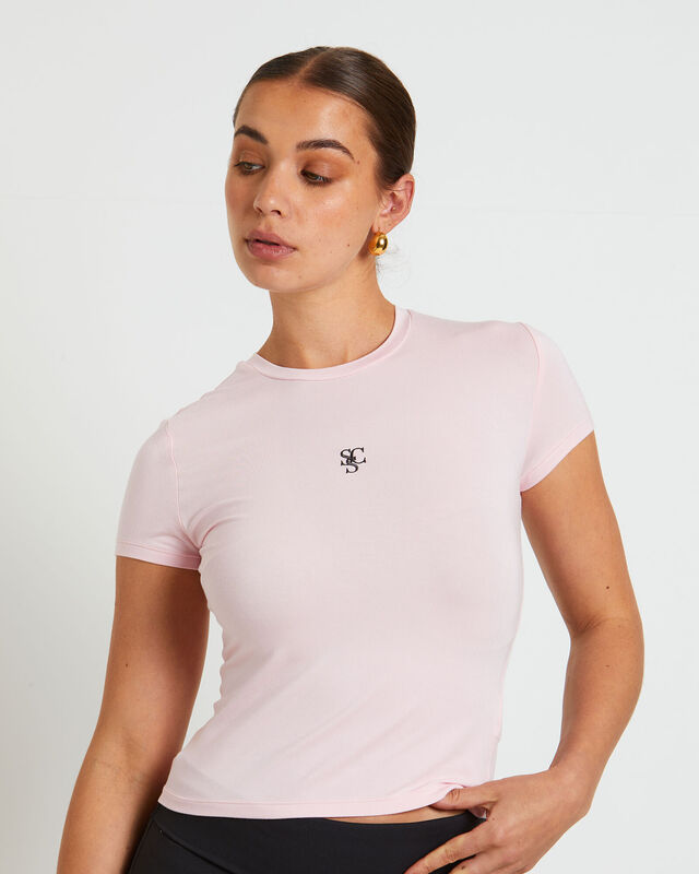 Subtitled Sports Club Fitted Tee in Ballet Pink, hi-res image number null