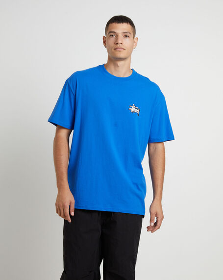 Solid Offset Graffiti Short Sleeve T-Shirt in Ultramarine