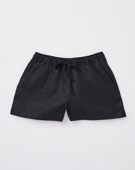 Teen Girls Tide Linen Shorts in Black