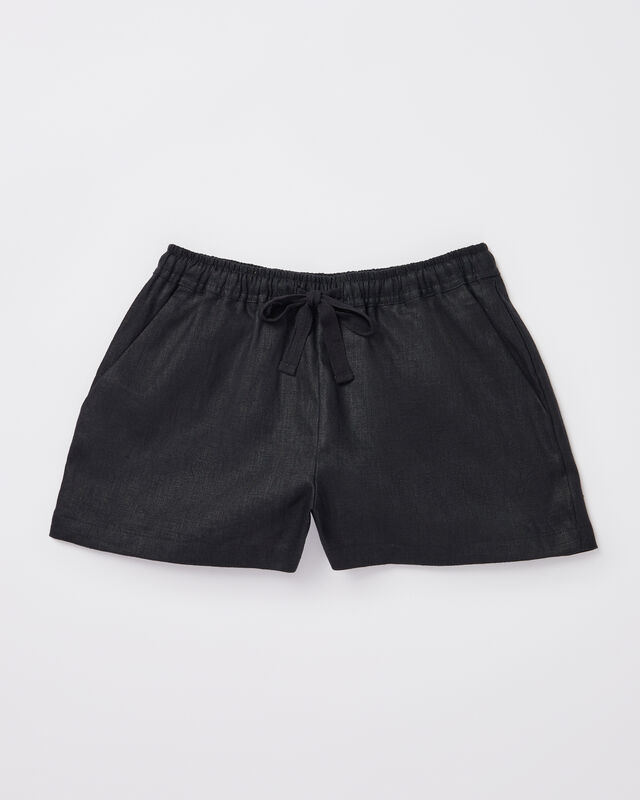 Teen Girls Tide Linen Shorts in Black, hi-res image number null