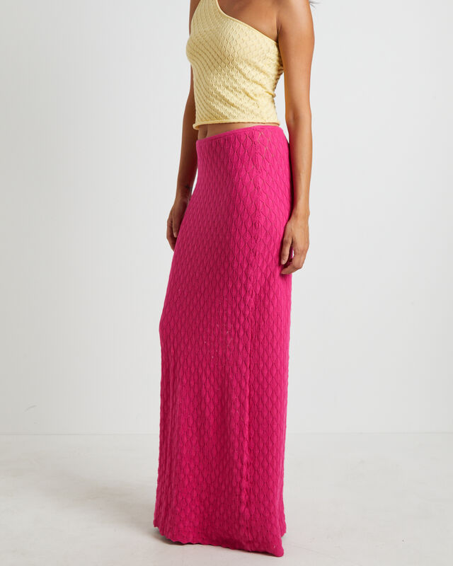 Josie Crochet Maxi Skirt in Lipstick Pink, hi-res image number null