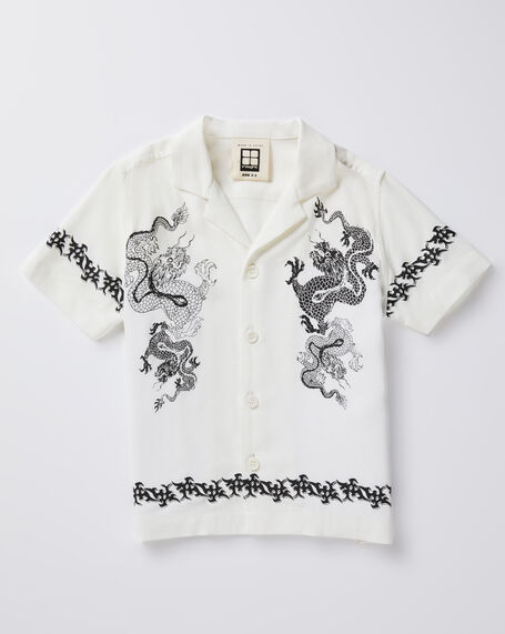 Boys Draco Short Sleeve Resort Shirt in White