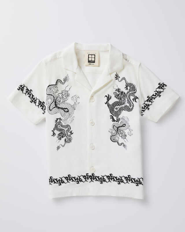 Boys Draco Short Sleeve Resort Shirt in White, hi-res image number null