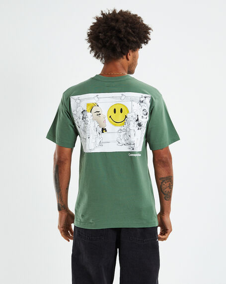 Smiley Contemporary Art Market T-Shirt Sage Green