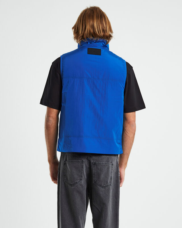 Badge Crinkle Nylon Vest in Blue, hi-res image number null