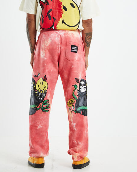 Smiley Look At The Bright Side Tie Dye Sweatpants Pink