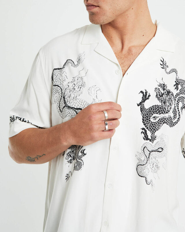 Draco Short Sleeve Resort Shirt in White, hi-res image number null