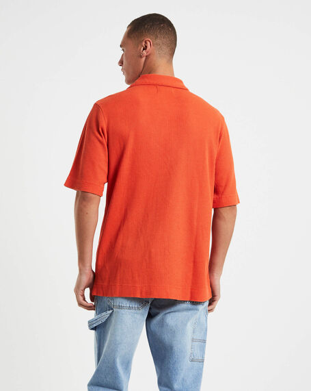 Waffle Bowler Short Sleeve Shirt in Orange