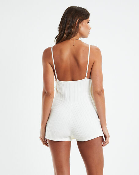 Sayge Wrap Knitted Playsuit White