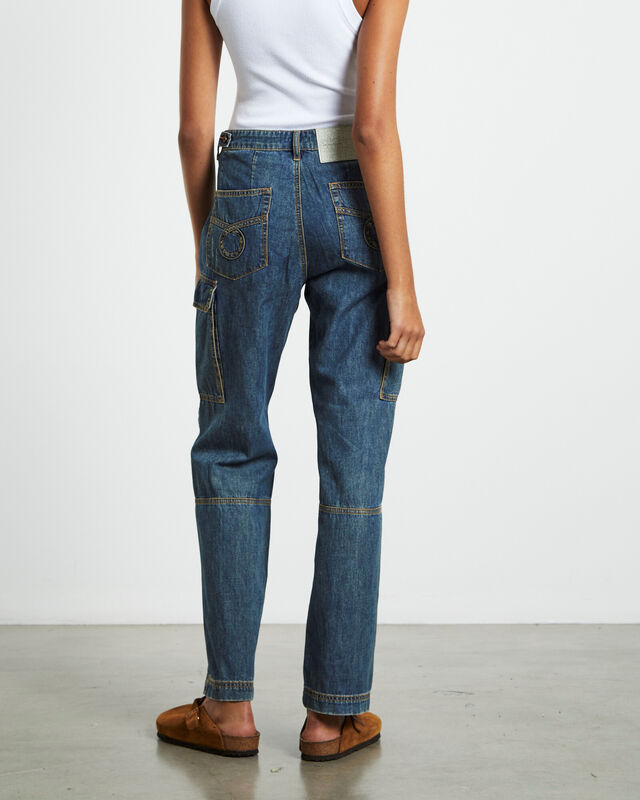 Zipped Cargo Motion Jeans Used Blue, hi-res image number null