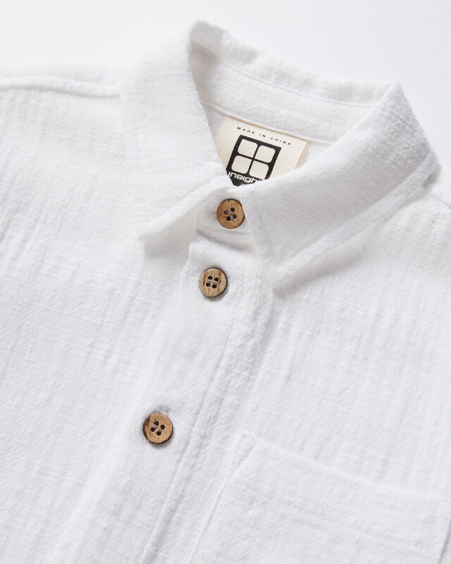Boys Louie Short Sleeve Shirt in White, hi-res image number null